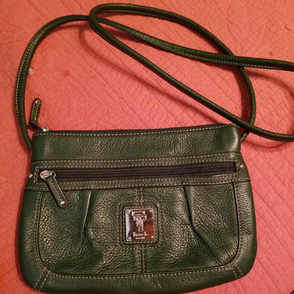 Beautiful dark green leather crossbody purse
